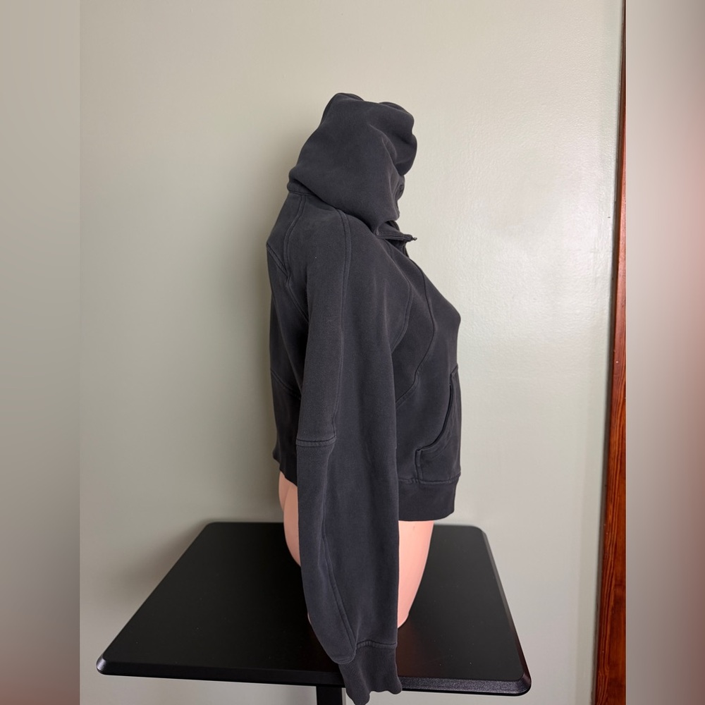 LULULEMON CROPPED SCUBA HOODIE SWEATSHIRT BLACK QUARTER ZIP SIZE XS/S - Picture 3 of 7